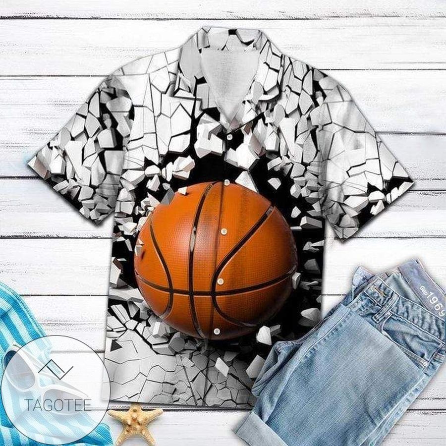 Basketball Broken Wall Hawaiian Aloha Shirts L