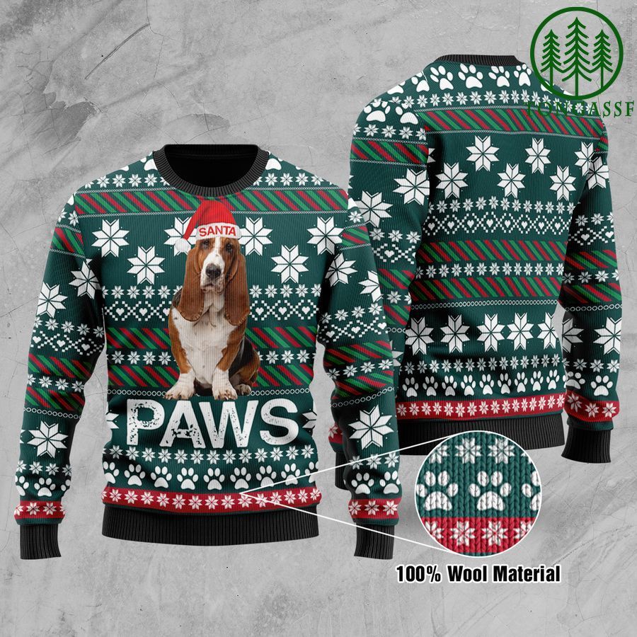Basset Hound Santa Printed Christmas Ugly Sweater