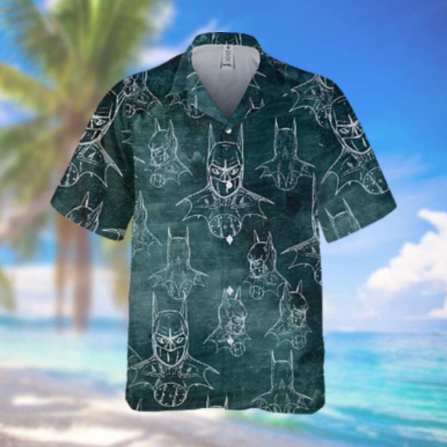 Batman Pattern Uniform Green Hawaiian Hawaiian Shirt