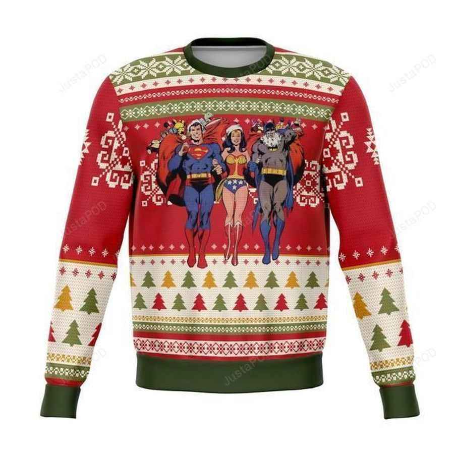 Batman Superman Wonder Woman Ugly Christmas Sweater Ugly Sweater Christmas