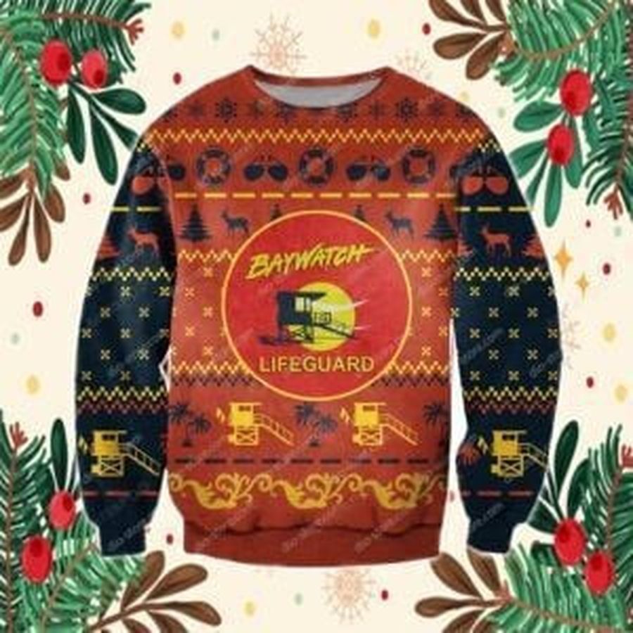 Baywatch Ugly Christmas Sweater All Over Print Sweatshirt Ugly Sweater