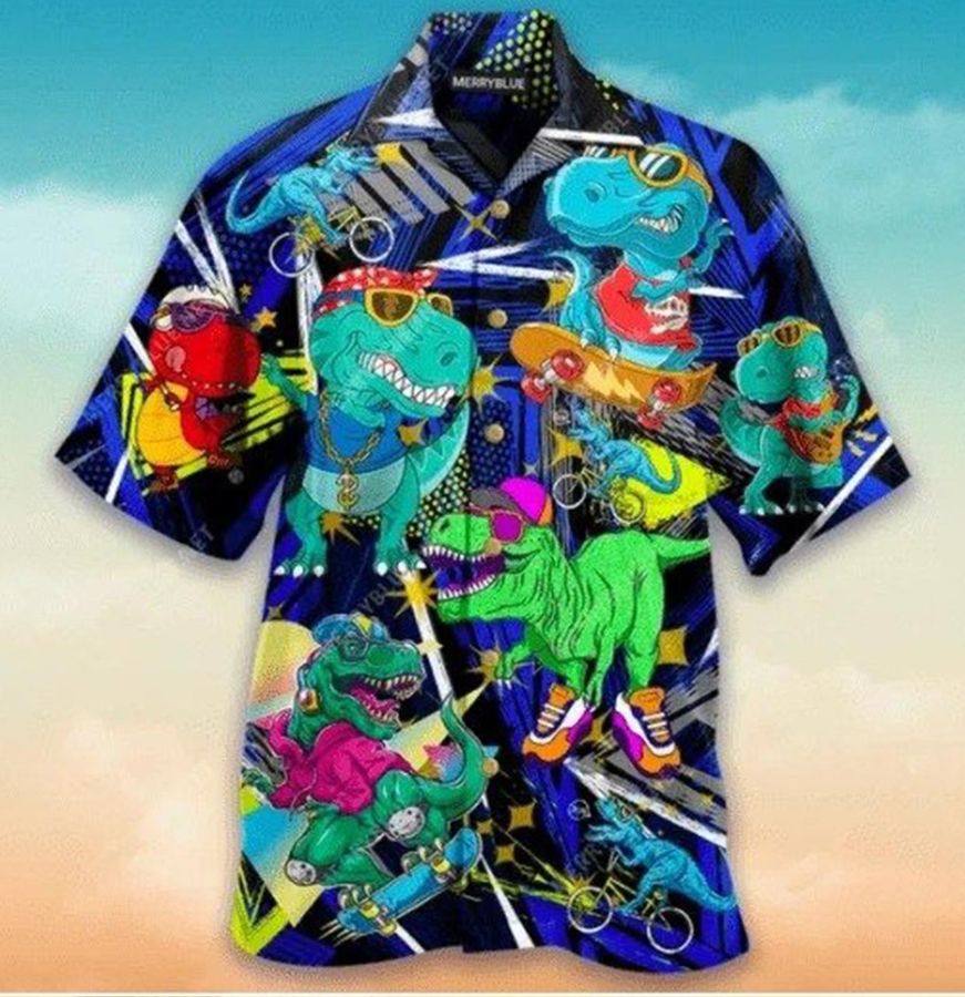 Beach Shirt Cover Your Body With Amazing Hiphop T-rex Dinosaur Hawaiian Aloha Shirts