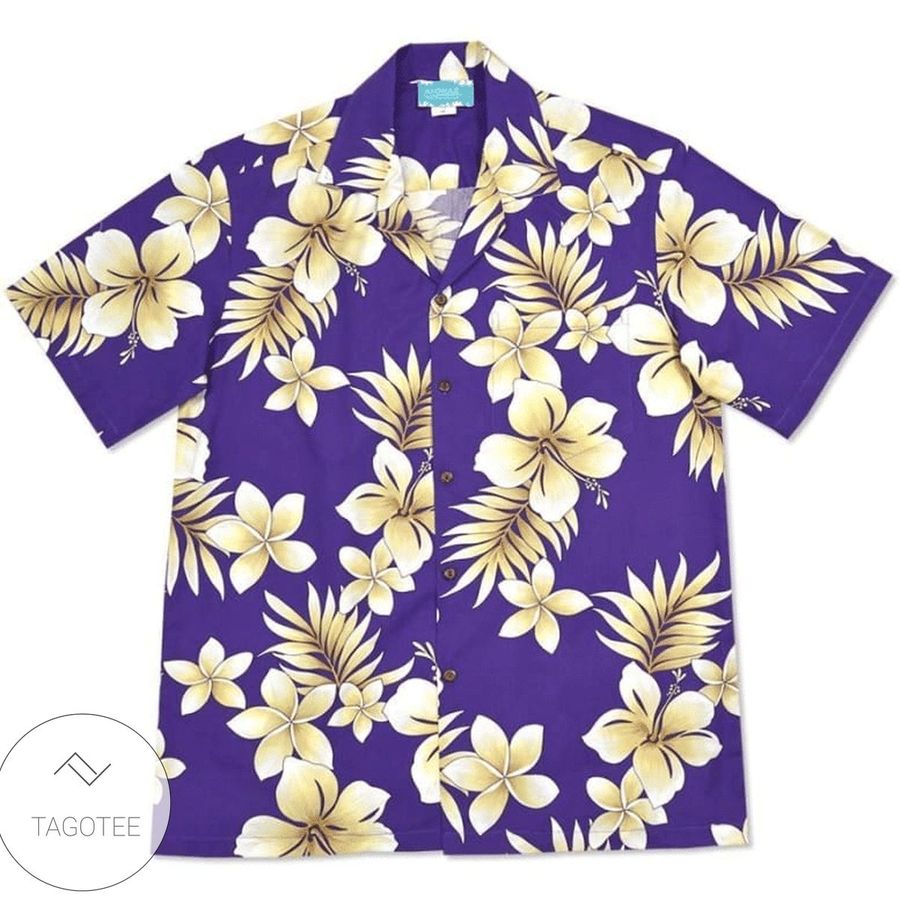 Beachcomber Purple Hawaiian Cotton Shirt Men Alohaz Clothing Violet 980