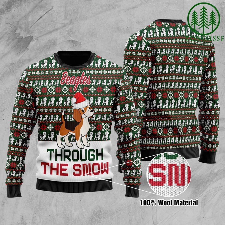 Beagles Through The Snow Christmas Ugly Sweater