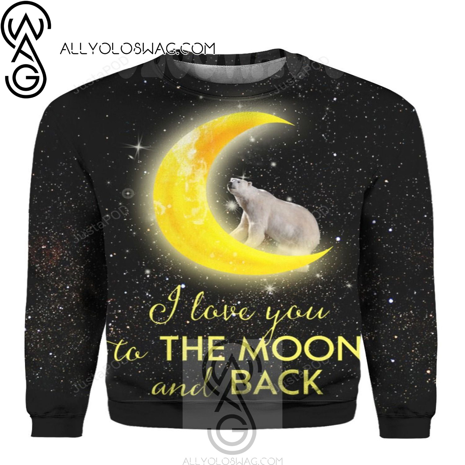 Bear I Love You To The Moon And Back Holiday Party Ugly Christmas Sweater