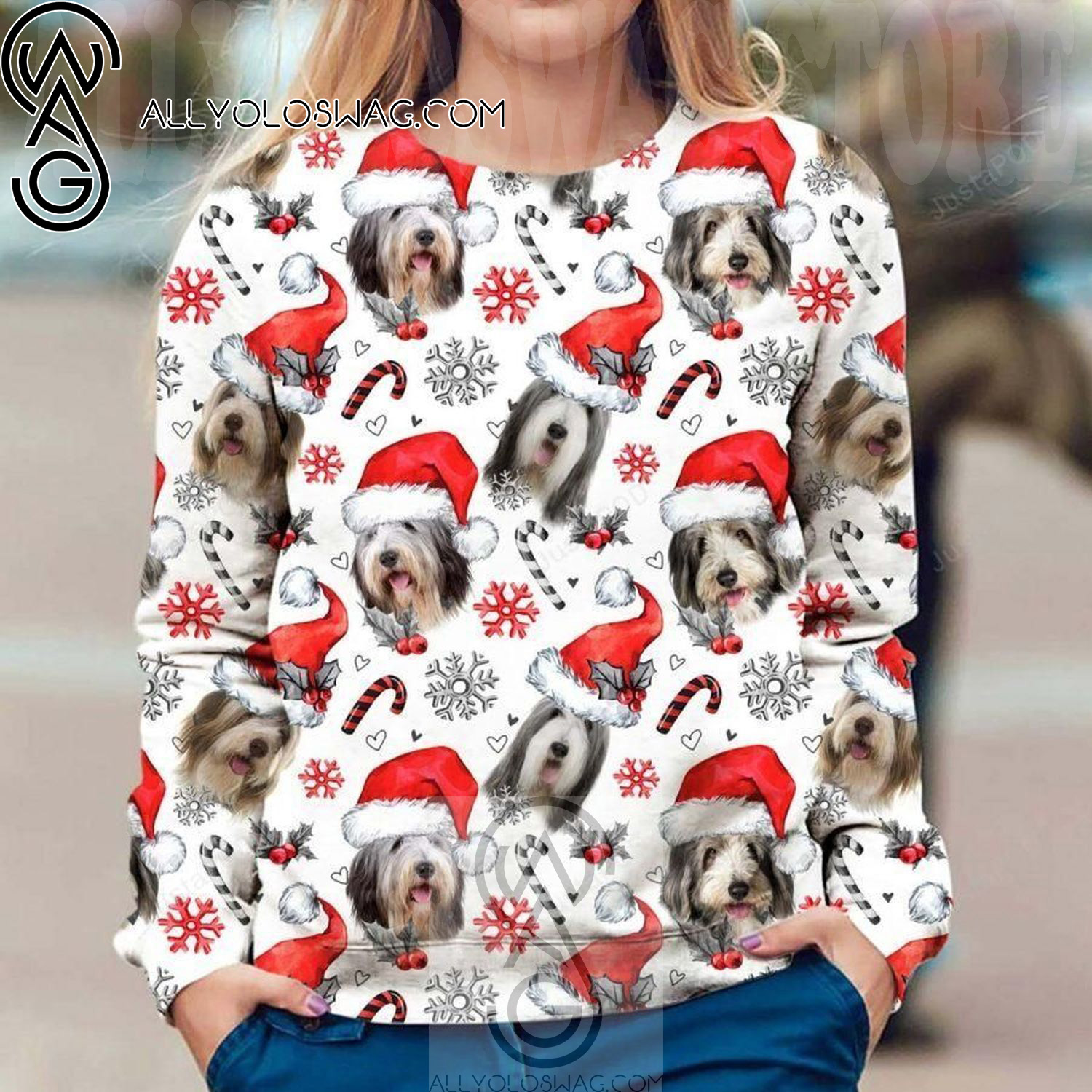 Bearded Collie Holiday Party Ugly Christmas Sweater