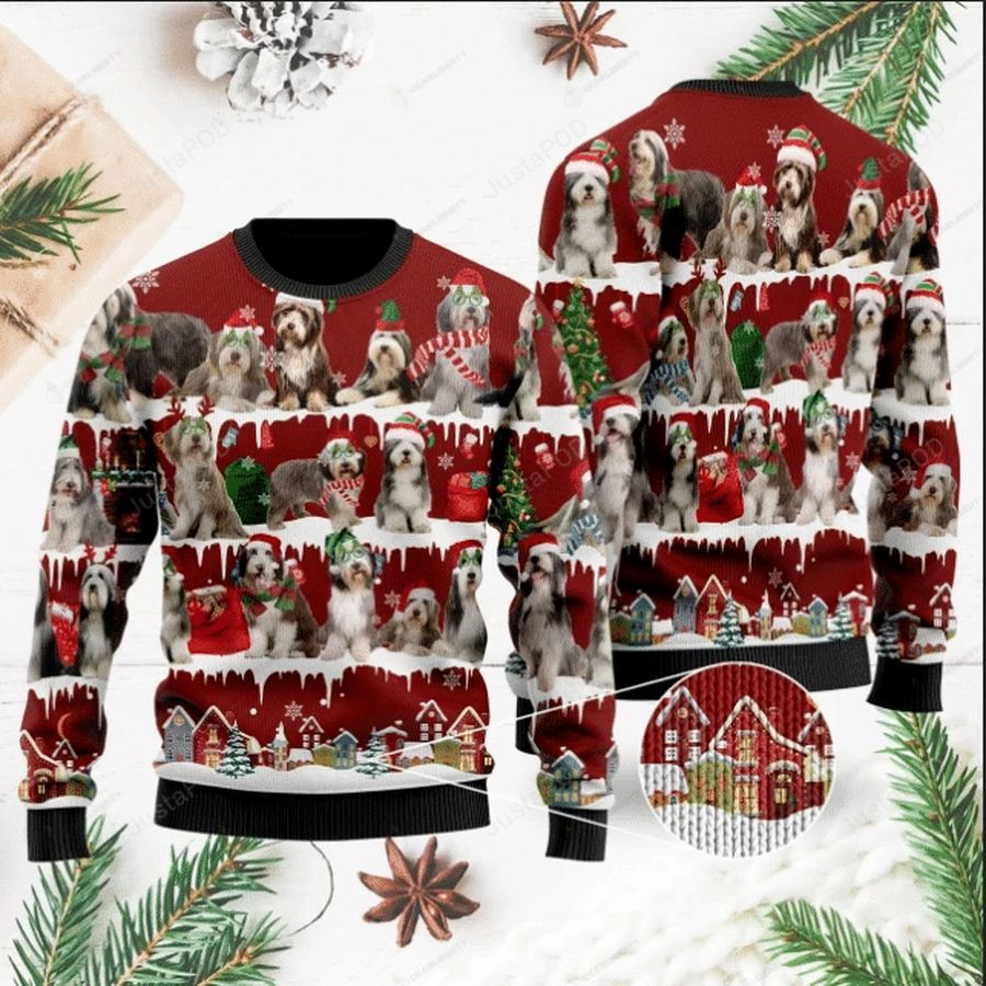 Bearded Collie Ugly Christmas Sweater All Over Print Sweatshirt Ugly