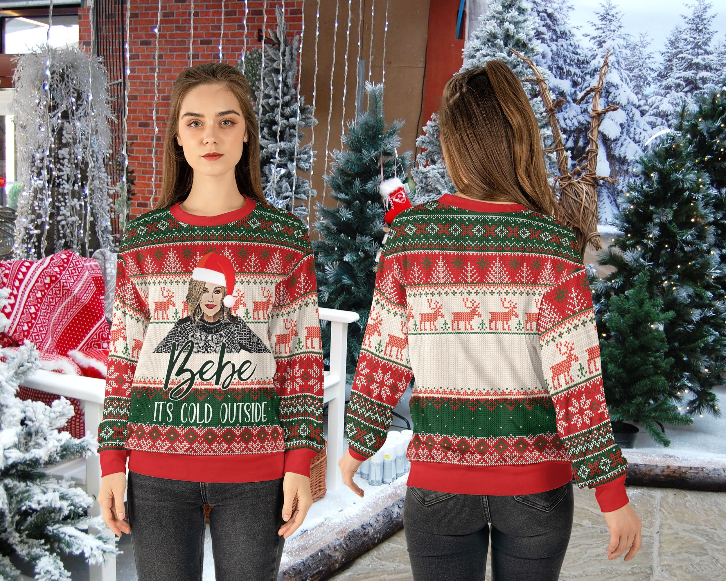 Bebe It’s Cold Outside Ugly 2022 Bebe Swetaer New Year Christmas Happy Xmas Wool Knitted Sweater