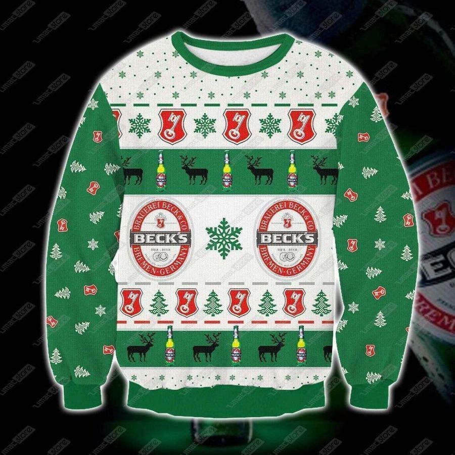 Becks Beer Ugly Christmas Sweater All Over Print Sweatshirt Ugly