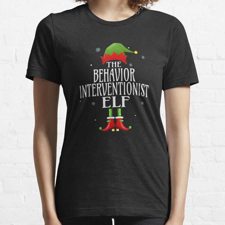 Behavior Interventionist Elf Xmas Women Christmas Pajama Essential T-Shirt