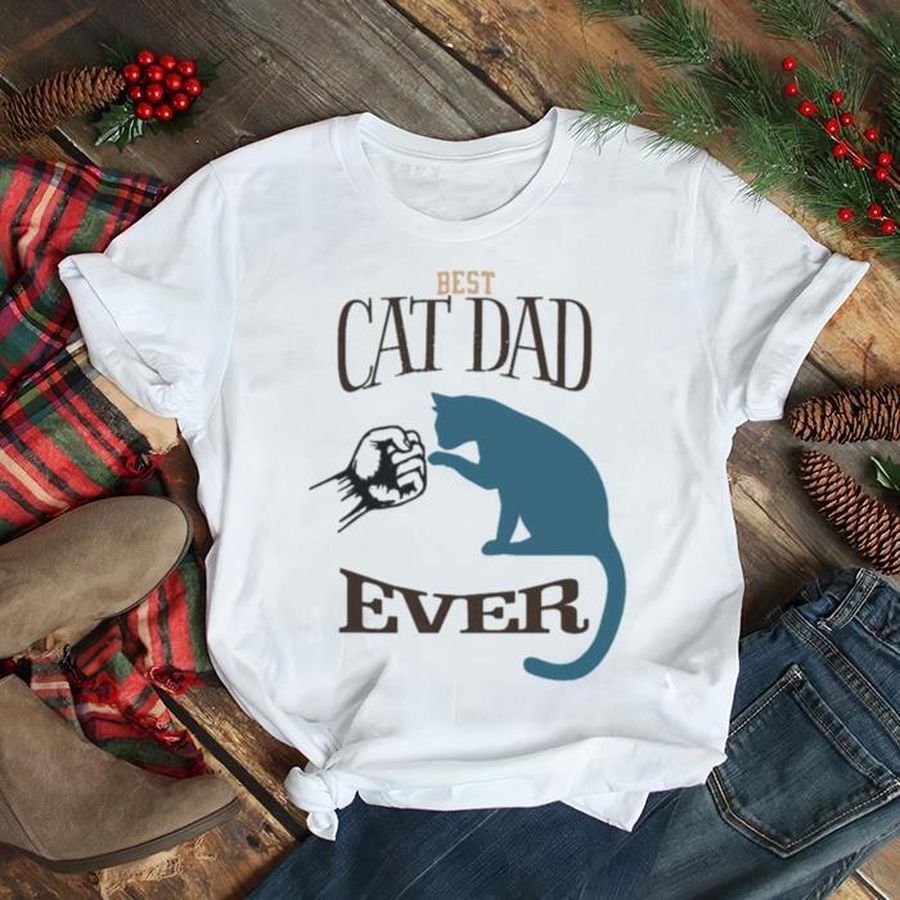 Best Cat Dad Ever Fist Bump Blue Cat Personalized Cat Dad Shirt