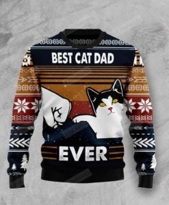 Best Cat Dad Ever Ugly Christmas Sweater, All Over Print Sweatshirt