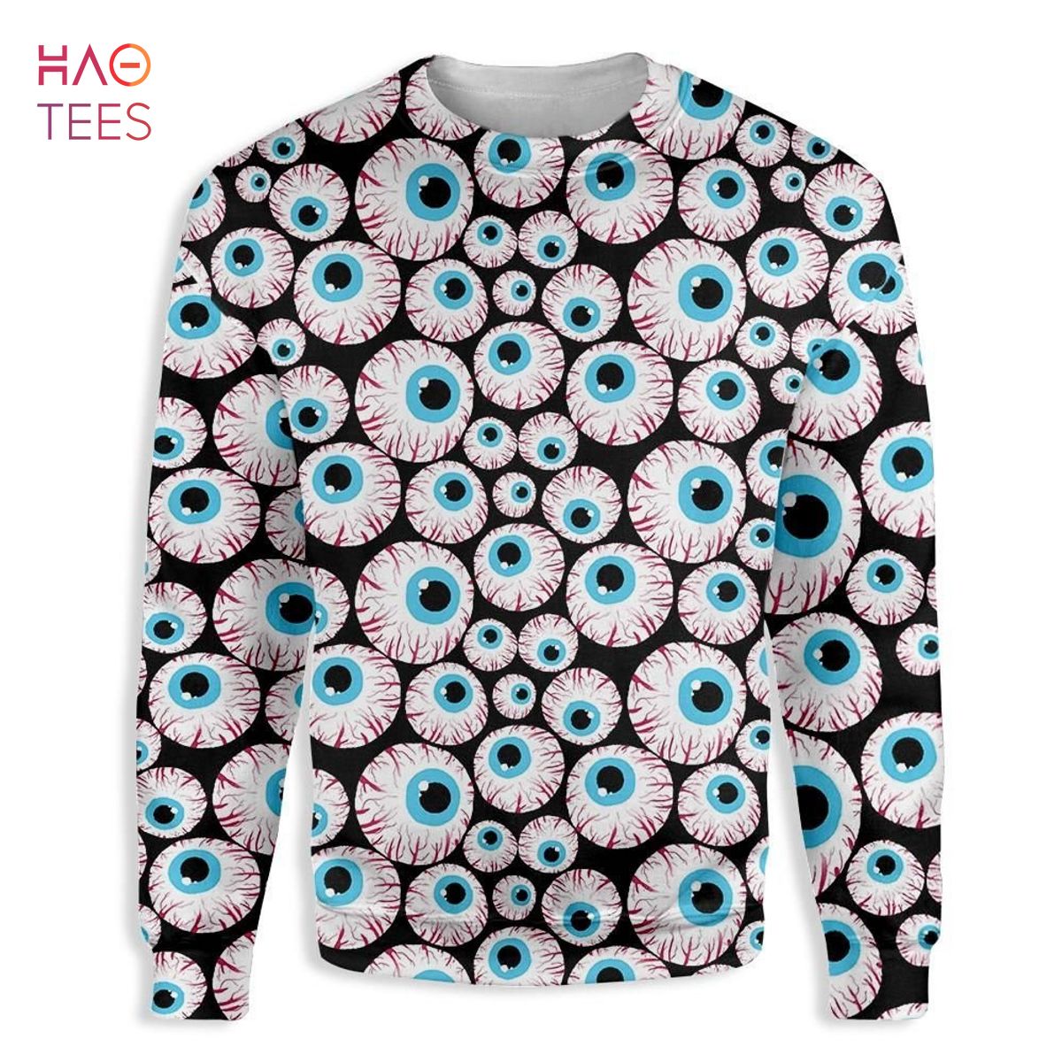 BEST Creepy Eyeballs Halloween Ugly Christmas Sweater All Over Print Sweatshirt