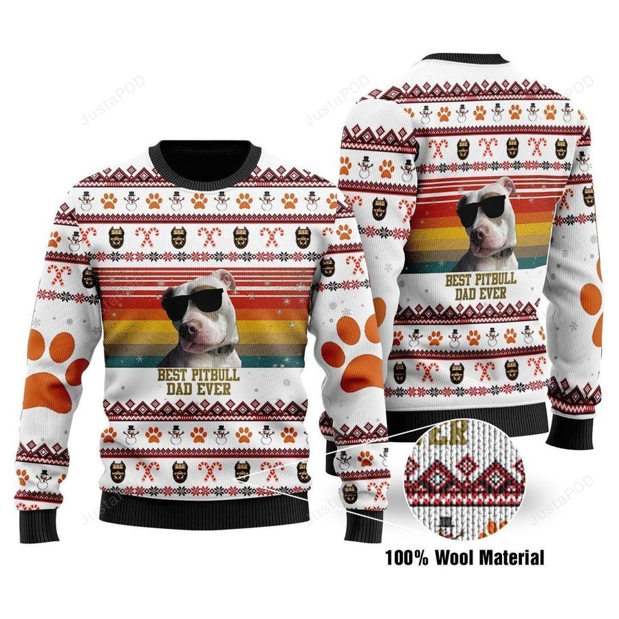 Best Pitbull Dad Ever Ugly Christmas Sweater All Over Print