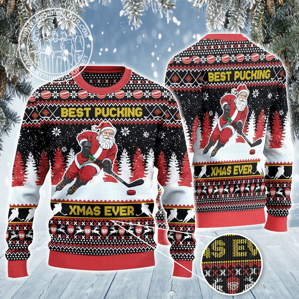 Best Pucking Xmas Ever Ice Hockey Lovers Gift Ugly Sweater