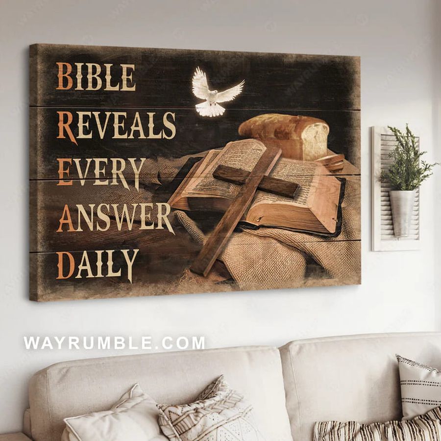 Bible Reveals Every Answer Daily Poster Christian Cross With Pigeon Gift Jesus Believer Poster Home Decor Poster Canvas