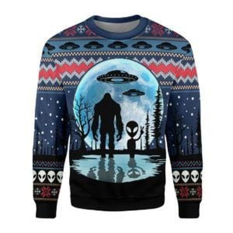 BigFoot Alien Ufo For Bigfoot Lovers Ugly Christmas Sweater All