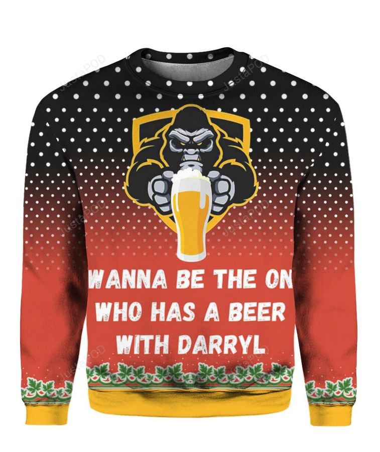 Bigfoot I Wanna Be The One Who Has A Beer With Darryl 3D Ugly Christmas Sweater, Ugly Sweater, Christmas Sweaters, Hoodie, Sweater