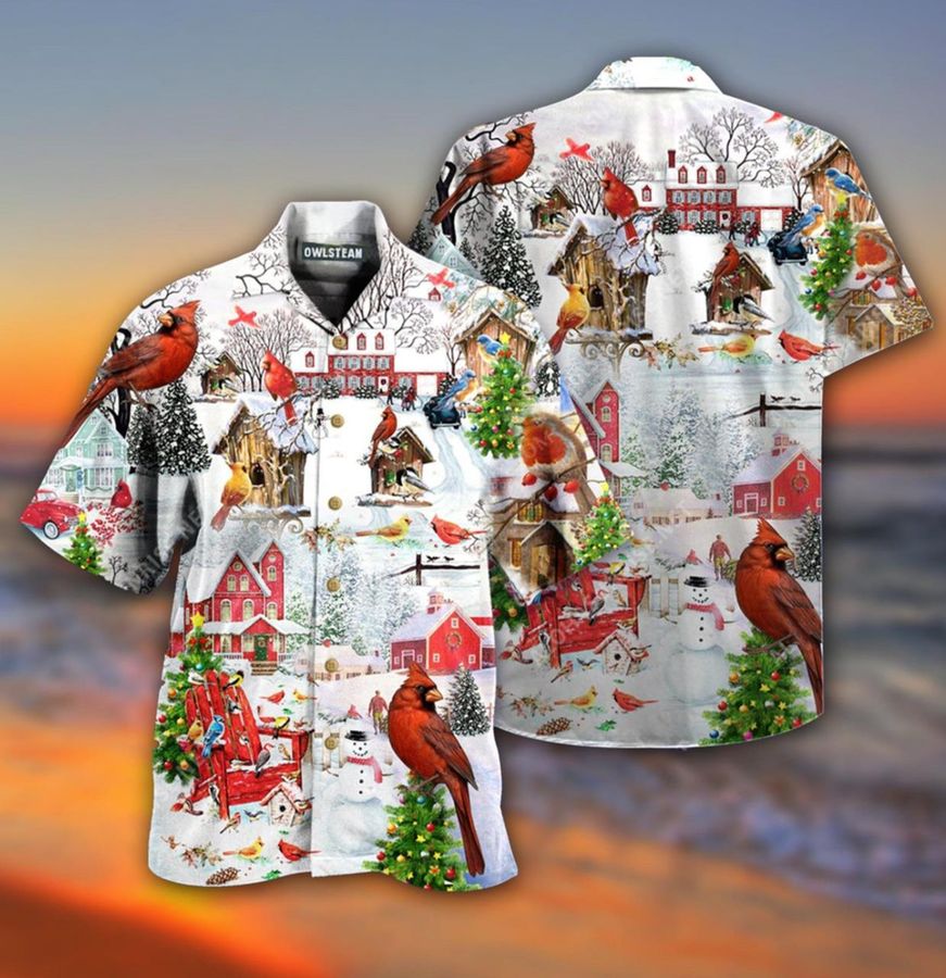 Birds Love Snow Love Merry Christmas Hawaiian Shirt