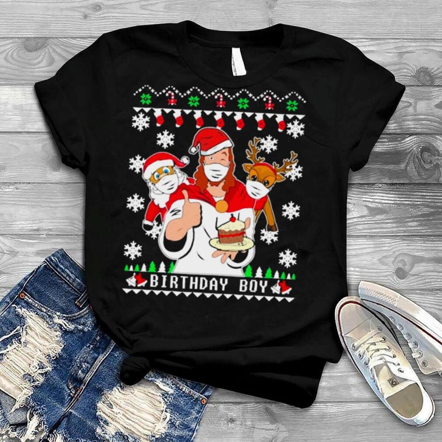Birthday Boy Jesus Santa And Reindeer Christmas Sweater Shirt