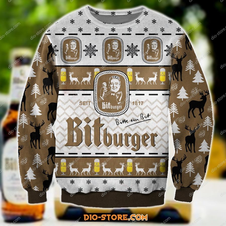 Bitburger Knitting Pattern 3D Print Ugly Christmas Sweater Hoodie All Over Printed Cint10397, All Over Print, 3D Tshirt, Hoodie, Sweatshirt