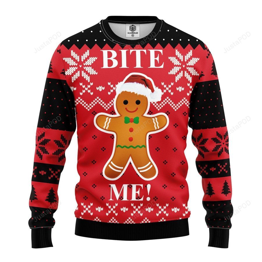 Bite Me Cookie Ugly Christmas Sweater All Over Print Sweatshirt