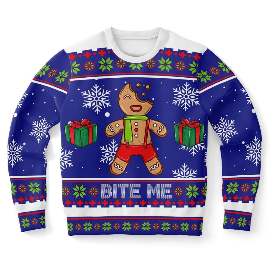 Bite Me Gingerbread Ugly Christmas Sweater - 388