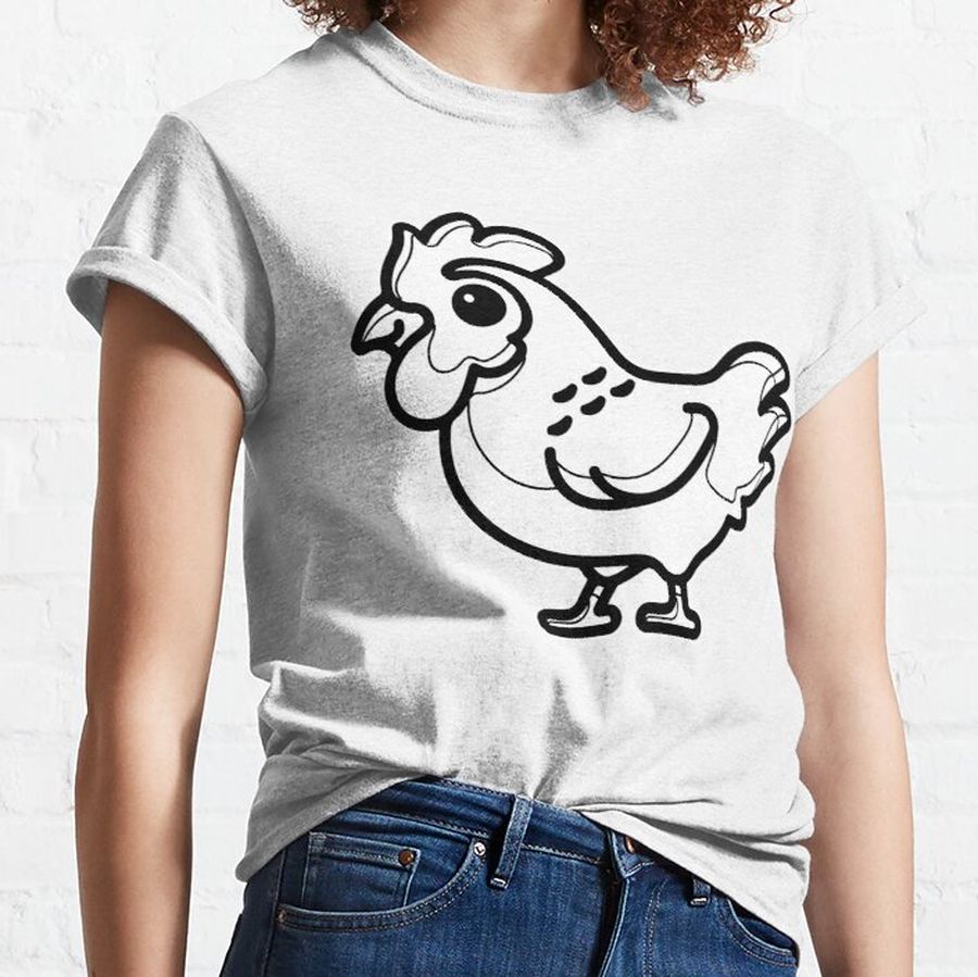 BLACK AND WHITE #48 - FUNNY AND CUTE ANIMALS, BIRDS AND MONSTERS - Chicken Classic T-Shirt