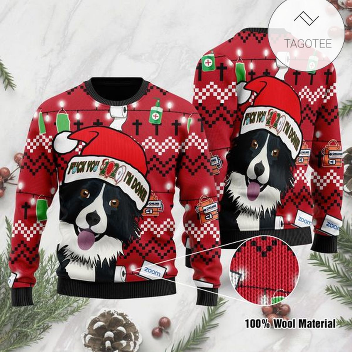 Black And White Border Collie Ugly Sweater