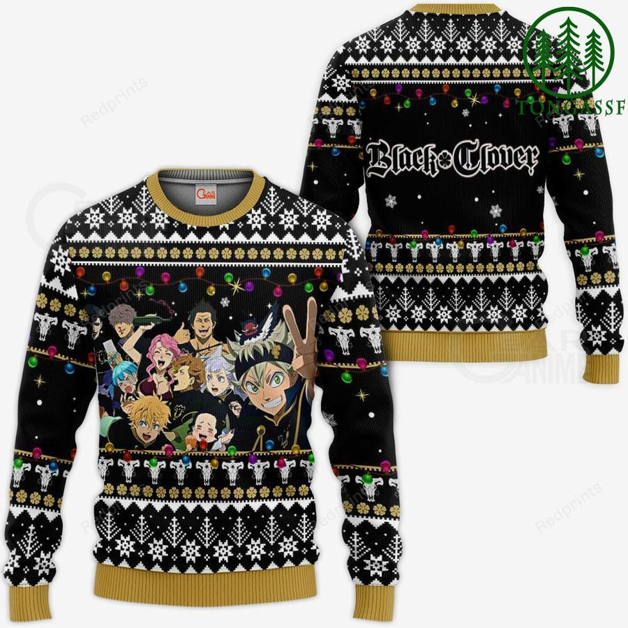 Black Bull and Hoodie Black Clover Anime Ugly Sweater