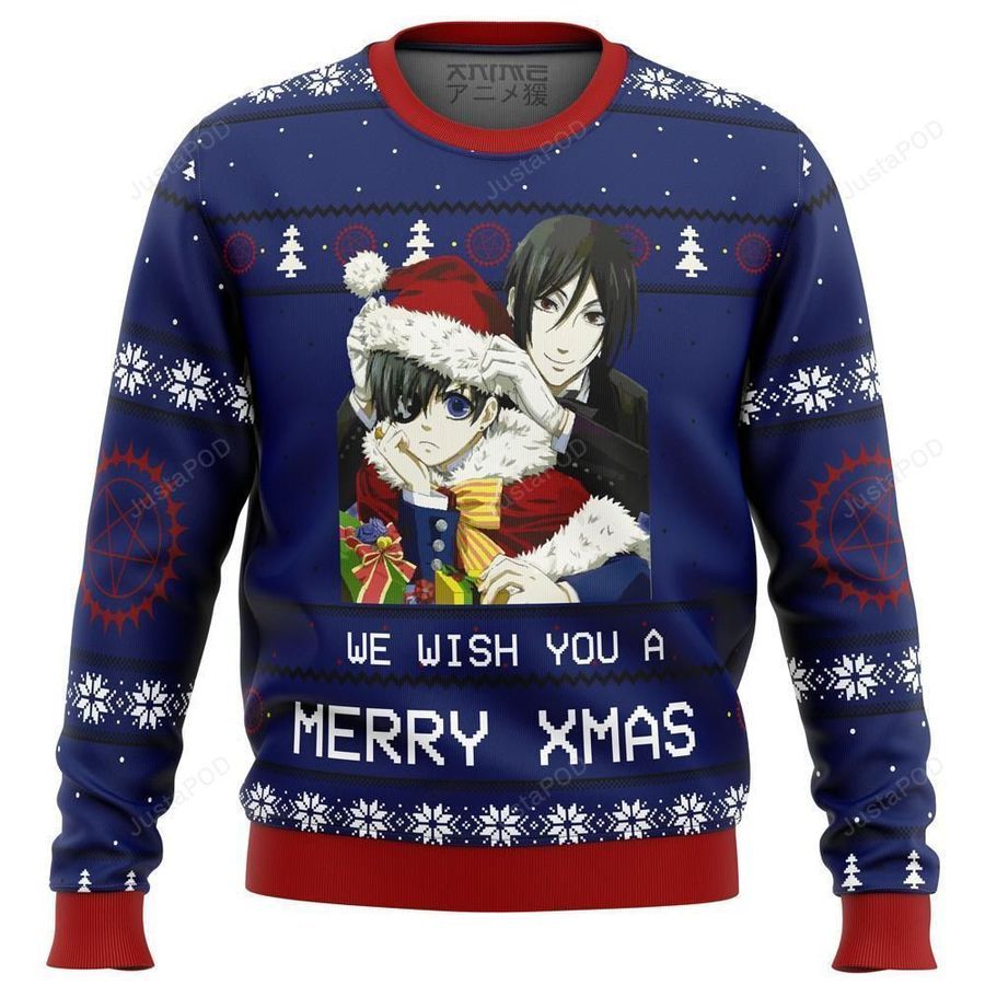 Black Butler Merry Xmas Ugly Christmas Sweater Ugly Sweater Christmas