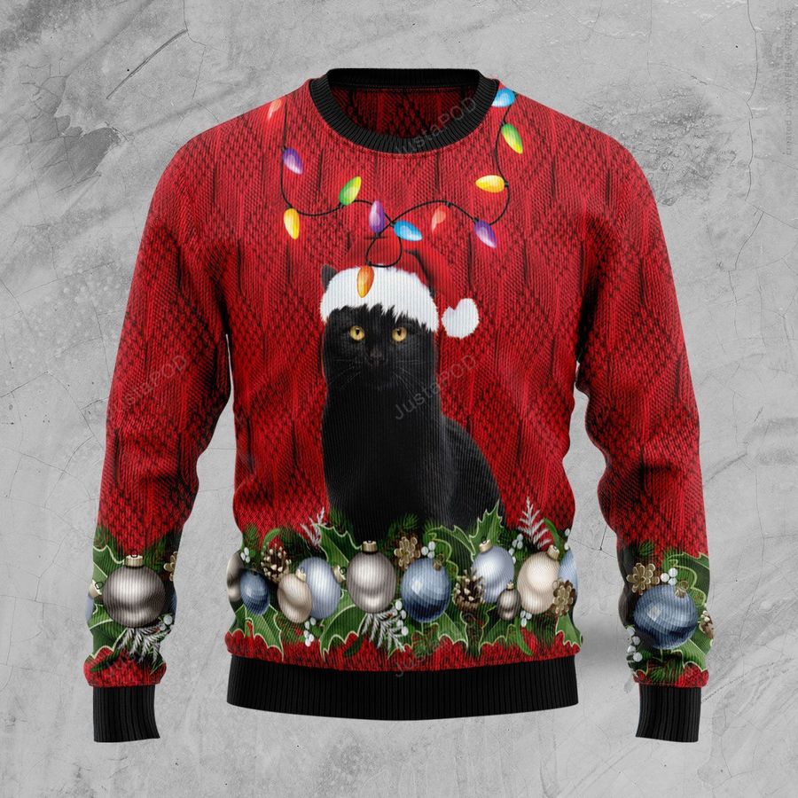 Black Cat Christmas Beauty Ugly Christmas Sweater, Ugly Sweater, Christmas Sweaters, Hoodie, Sweater
