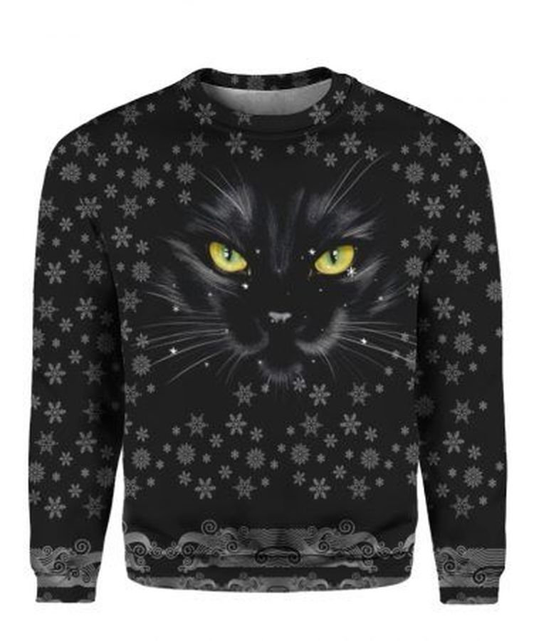 Black Cat For Cat Lovers Ugly Christmas Sweater, All Over Printed Sweatshirt, Ugly Sweater, Christmas Sweaters, Hoodie, Sweater
