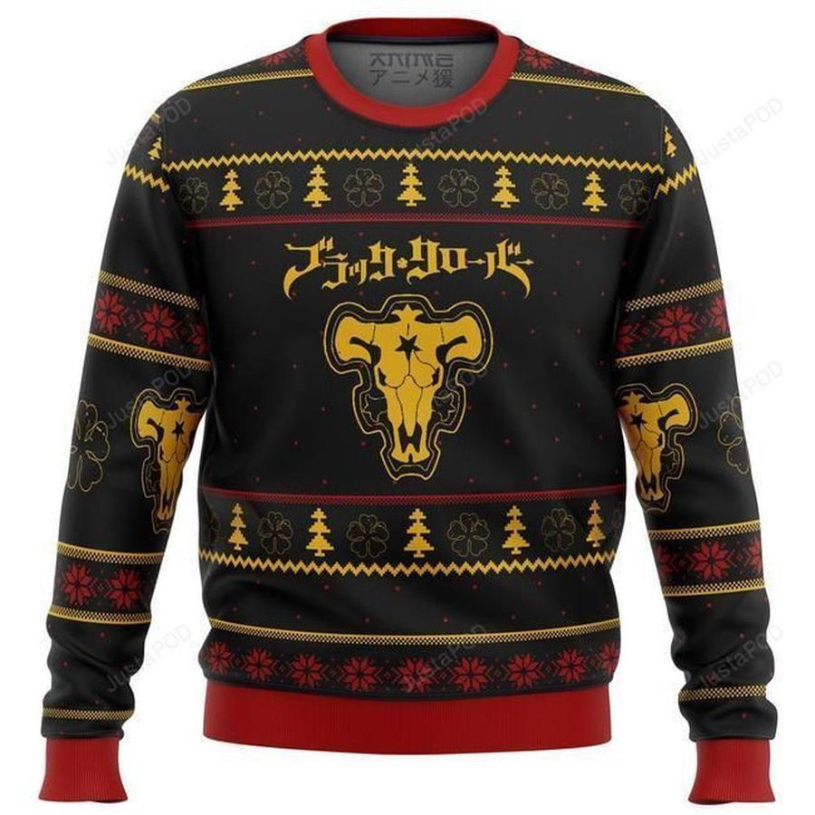 Black Clover Bulls Ugly Christmas Sweater Ugly Sweater Christmas Sweaters