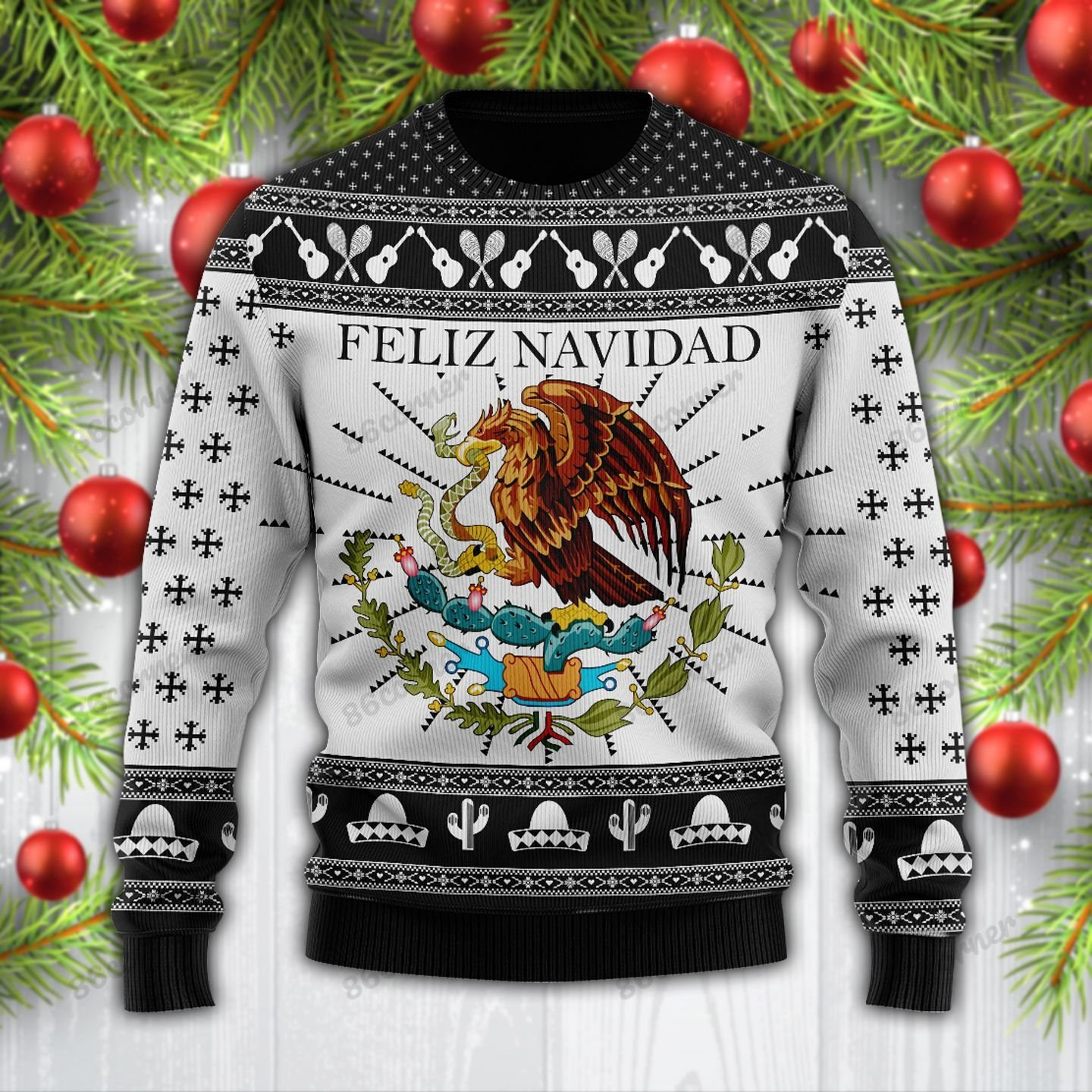 Black Feliz Navidad Mexican Ugly Sweater