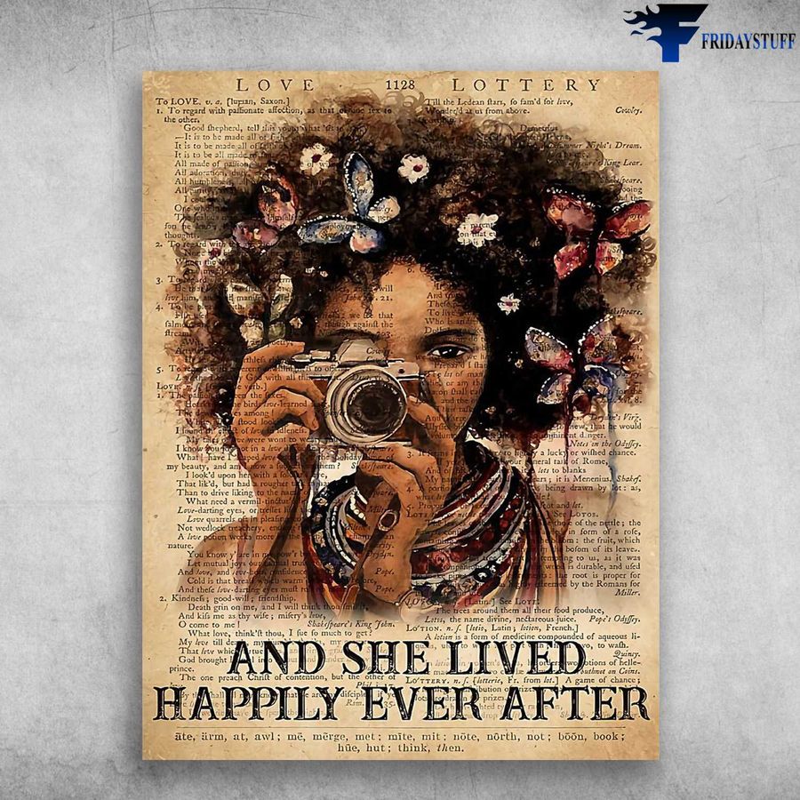 Black Girl Butterfly, Photographer Poster – And She Lived, Happily Ever After Poster Home Decor Poster Canvas