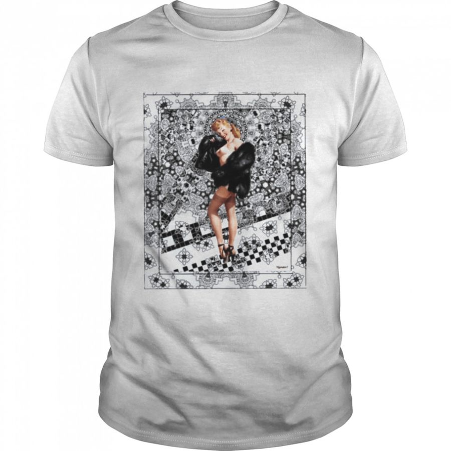Black Mink By Gil Elvgren Remastered Retro Xzendor Reproductions Colored shirt