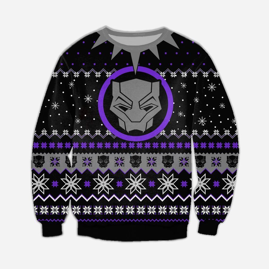 Black Panther Knitting Pattern 3D Print Ugly Sweater Hoodie All Over Printed Cint10539, All Over Print, 3D Tshirt, Hoodie, Sweatshirt, Long Sleeve