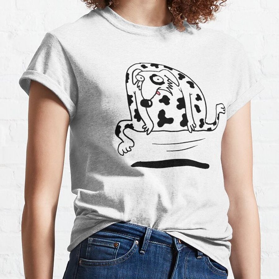 black white, dog, poodle, dalmatian, checkered, optic, animal, funny, cartoon Classic T-Shirt