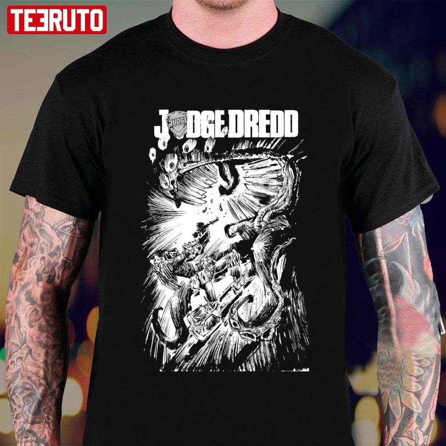 Black White Judge Dredd Artwork Unisex T-shirt