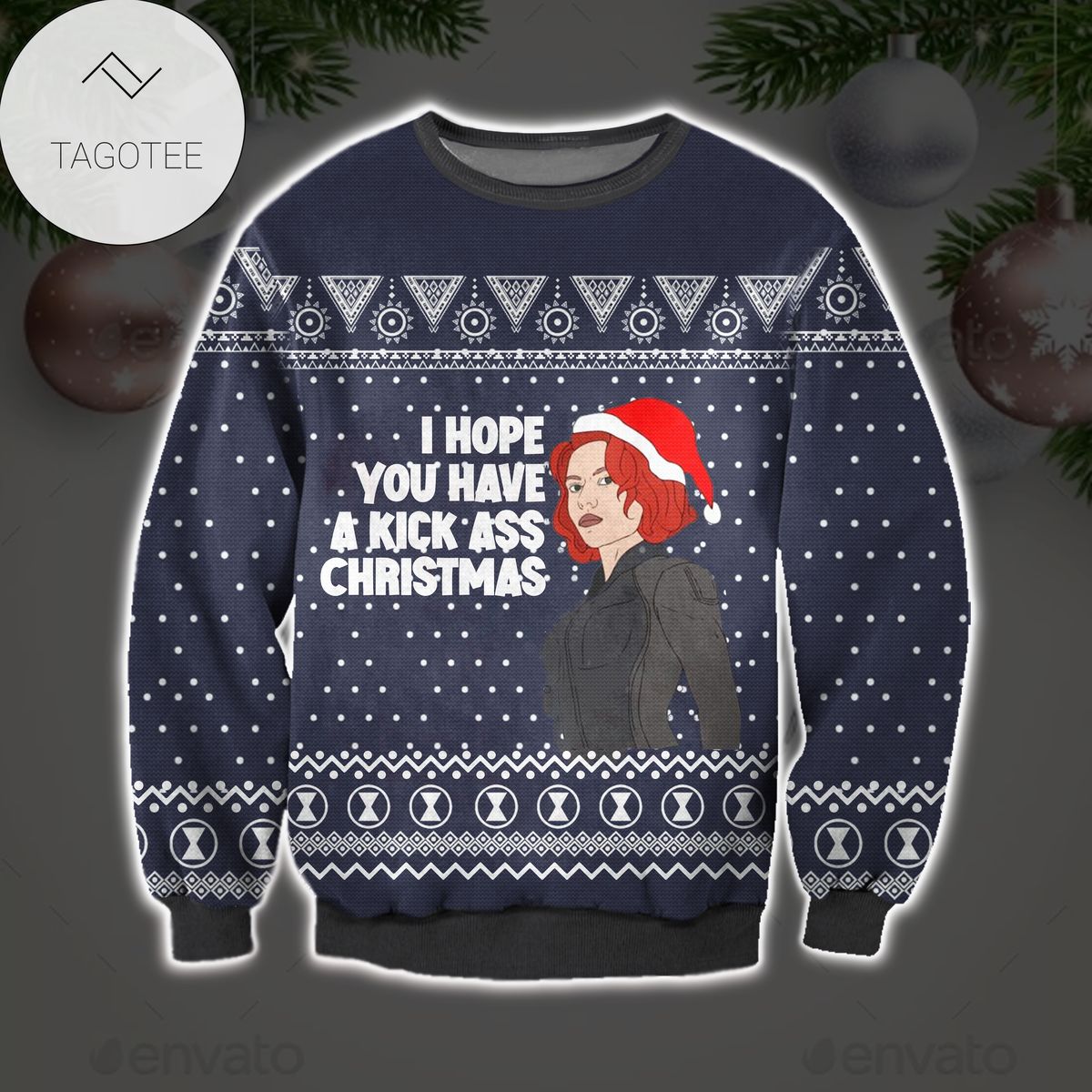 Black Widow - I Hope You Have A Kick Ass Christmas Ugly Sweater