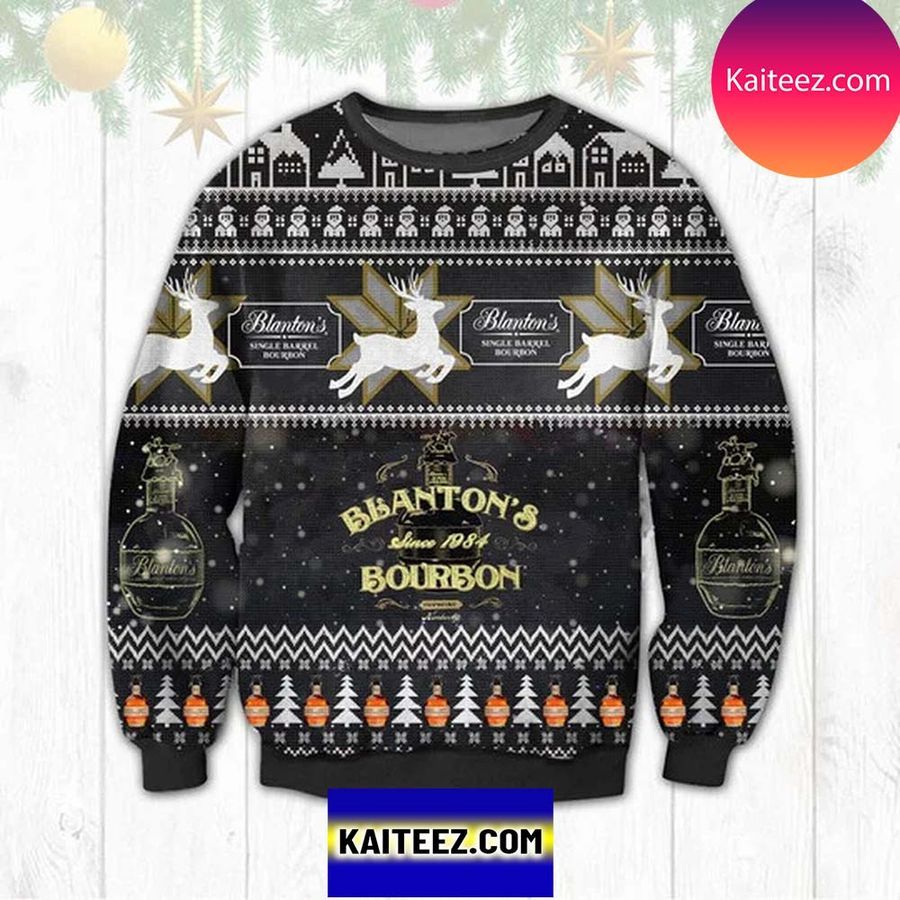 Blanton's Bourbon Since 1984 3D Christmas Ugly Sweater