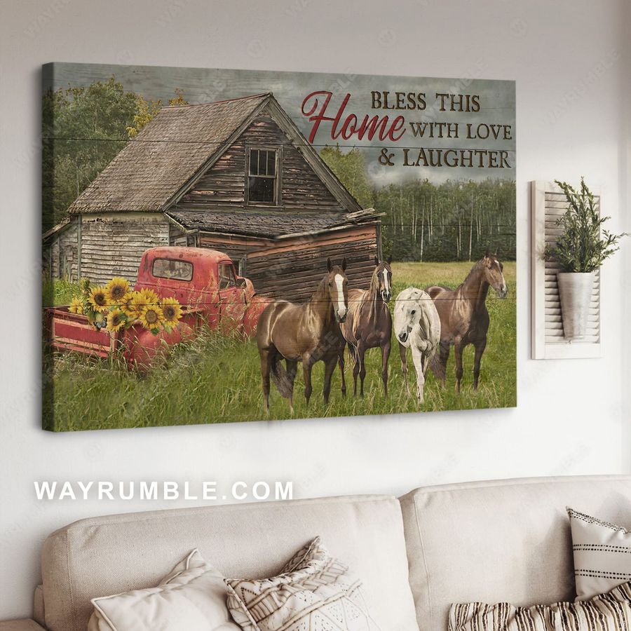 Bless This Home With Love And Laughter, Horse Poster, Farmer Gift Poster