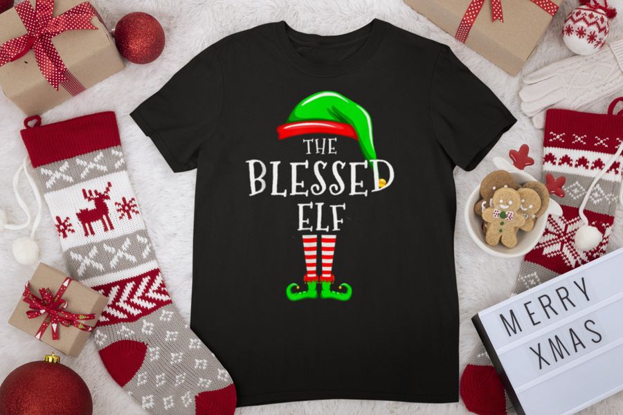 Blessed Elf Family Matching Christmas Group Pajama T Shirt
