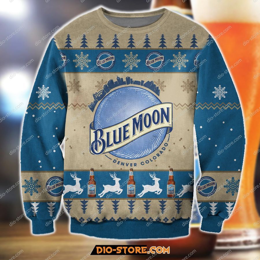 Blue Moon Knitting Pattern 3D Print Ugly Christmas Sweater Hoodie All Over Printed Cint10394, All Over Print, 3D Tshirt, Hoodie, Sweatshirt
