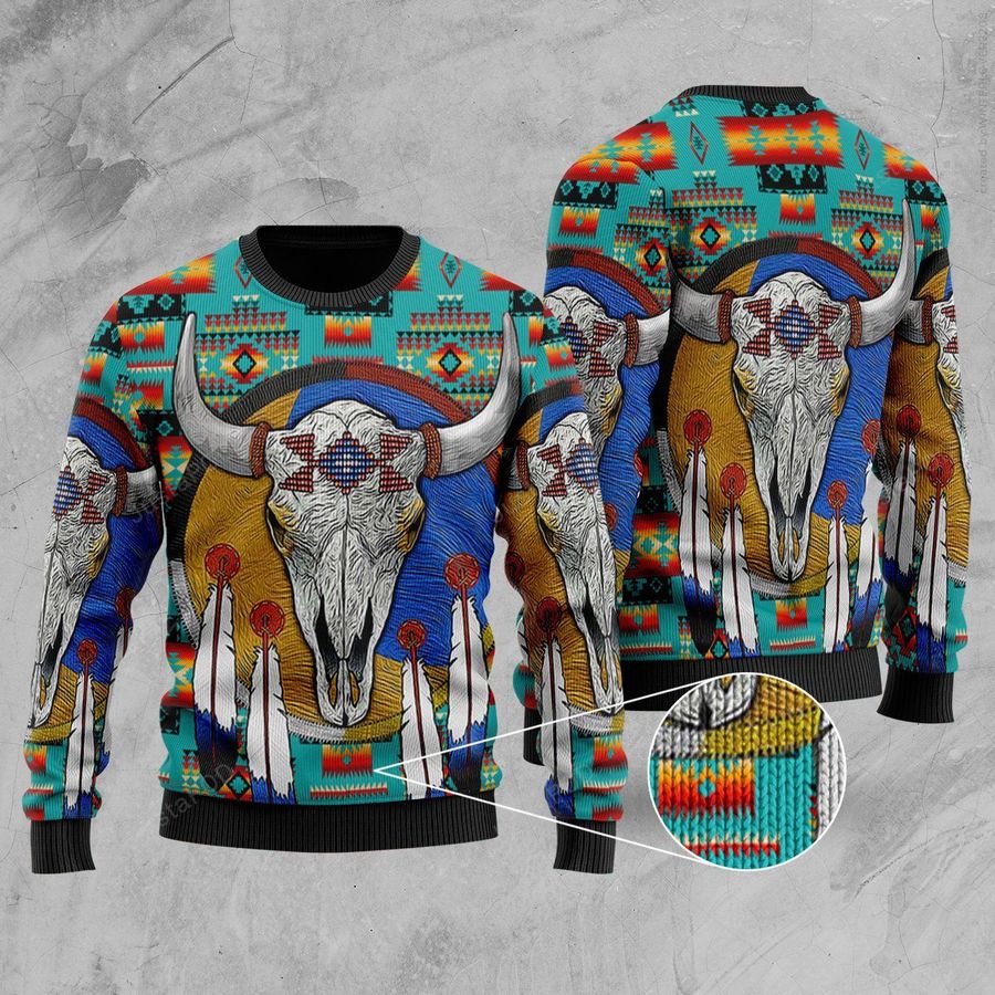 Blue Native Tribes Pattern Ugly Christmas Sweater, All Over Print Sweatshirt, Ugly Sweater, Christmas Sweaters, Hoodie, Sweater