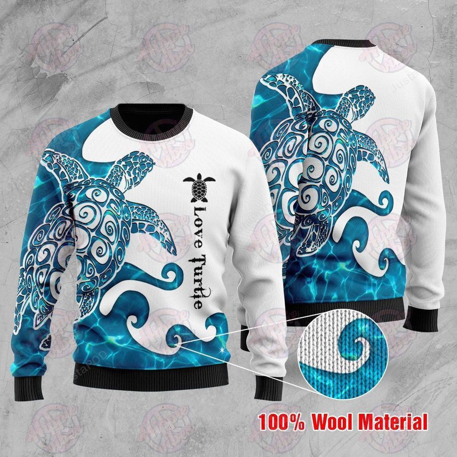 Blue Sea Turtle Ugly Christmas Sweater All Over Print Sweatshirt