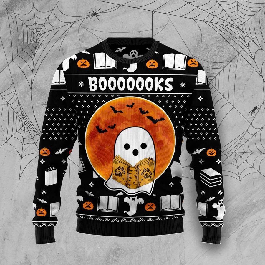 Book Boo Halloween For Unisex Ugly Christmas Sweater All Over