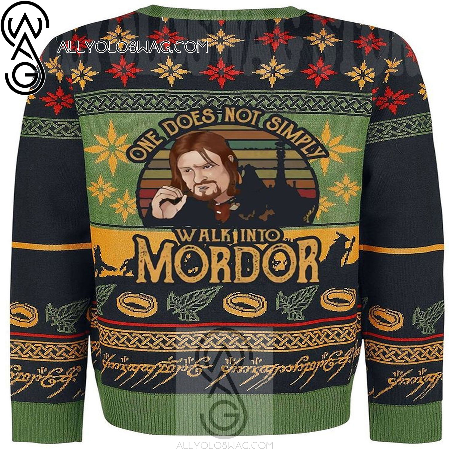 Boromir One Does Not Simply Walk Into Mordor Holiday Party Ugly Christmas Sweater