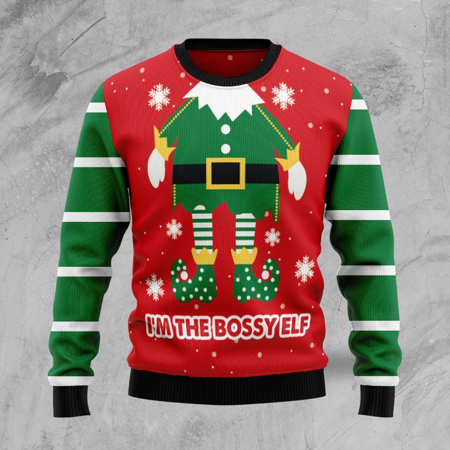 Bossy Elf Christmas Ugly Sweater - 338